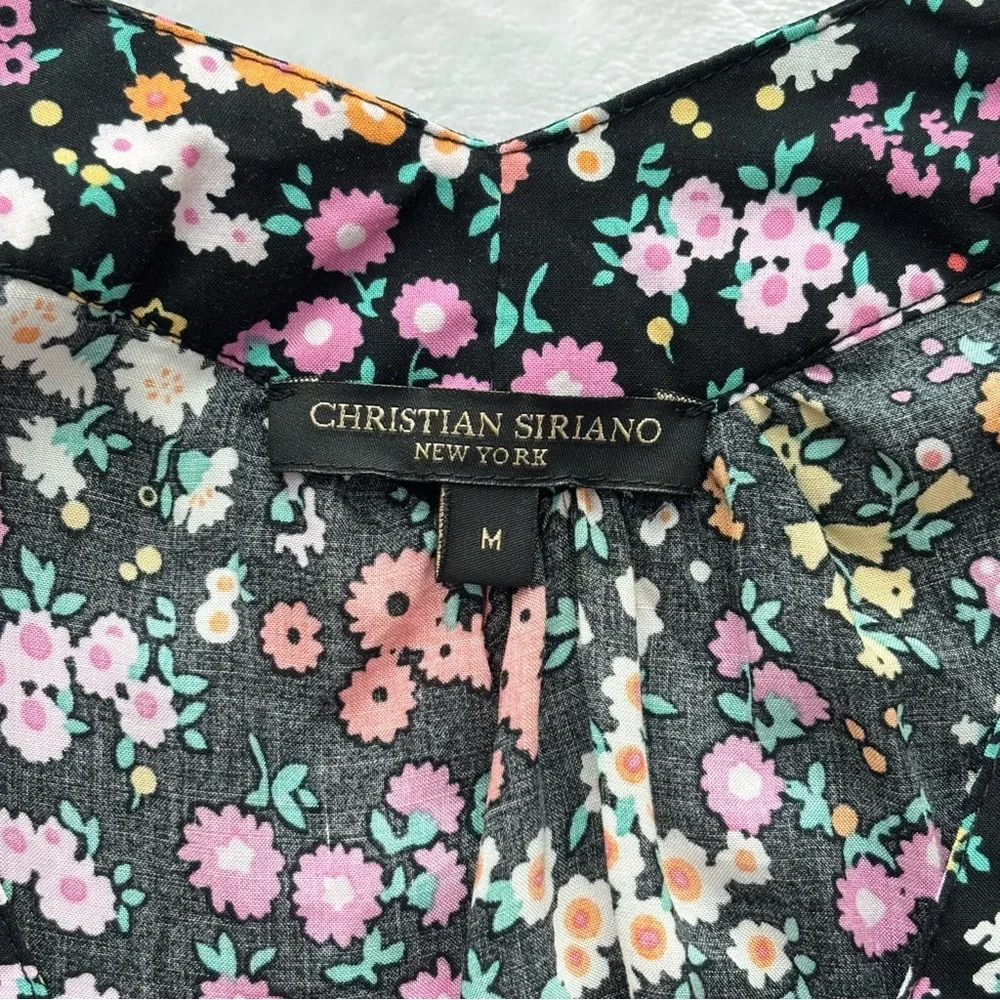 CHRISTIAN SIRIANO Boho 3/4 Sleeve Floral Tunic Top--EUC--M - Picture 11 of 16